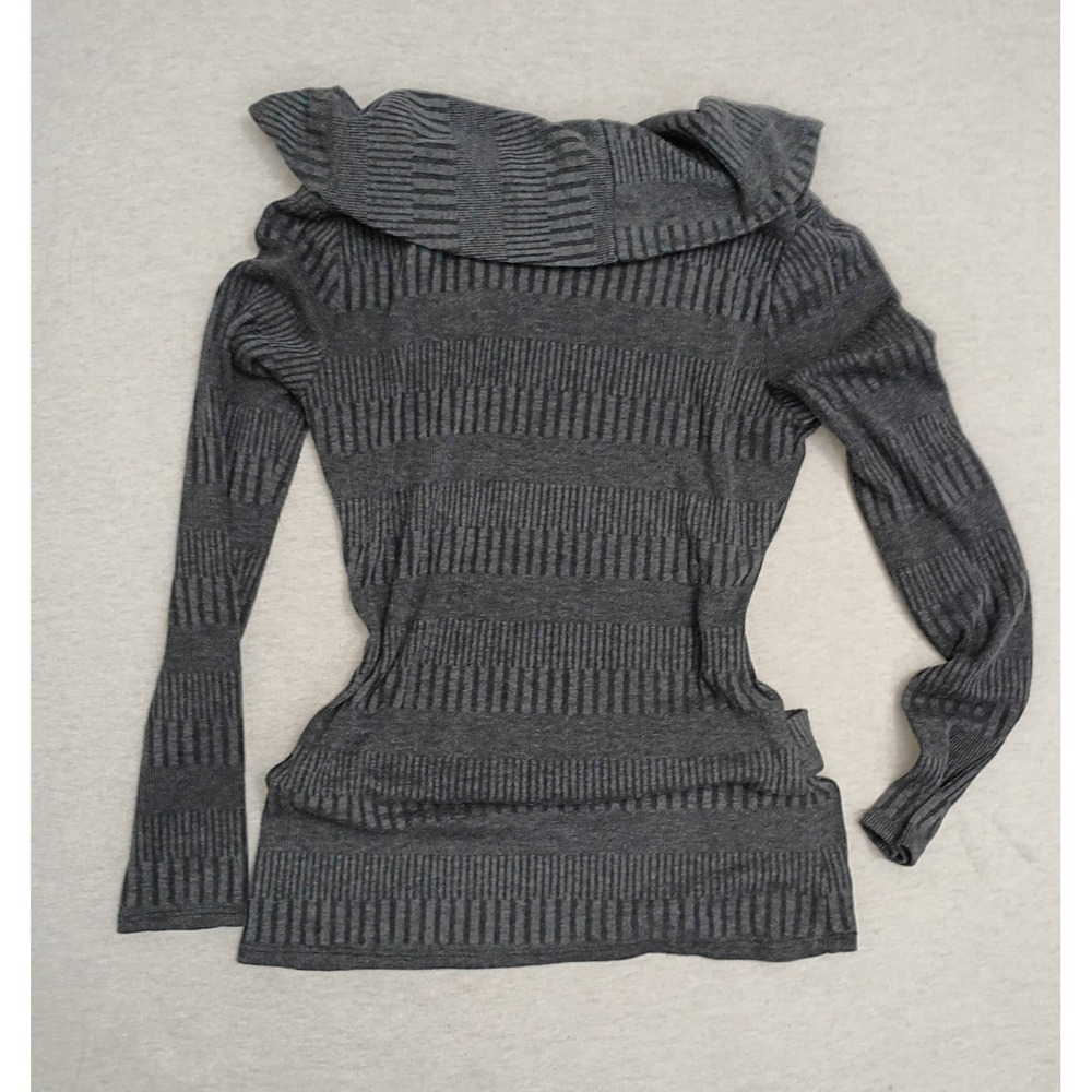 Frank Lyman Grey Cowl Neck Belted Tunic Sweater Greek‎ Key Buckle Size 4 Y2K - Picture 3 of 8